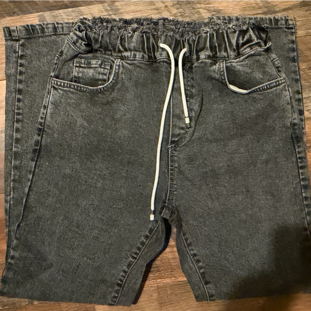 Boutique Black Denim Pants with Drawstring